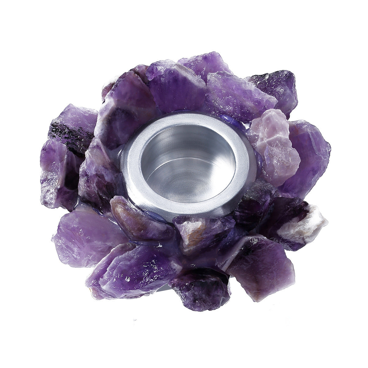 Crystal Lumina™ Natural Crystal Raw Stone Candlestick – Gemstone Candle Holder, Crystal Ornament for Christmas Home Decor