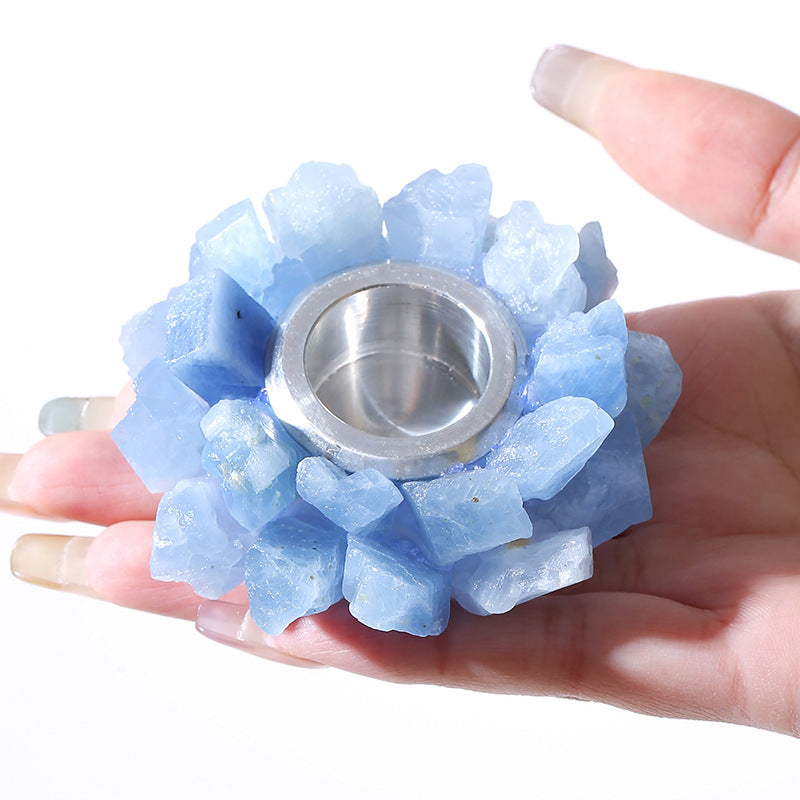 Crystal Lumina™ Natural Crystal Raw Stone Candlestick – Gemstone Candle Holder, Crystal Ornament for Christmas Home Decor