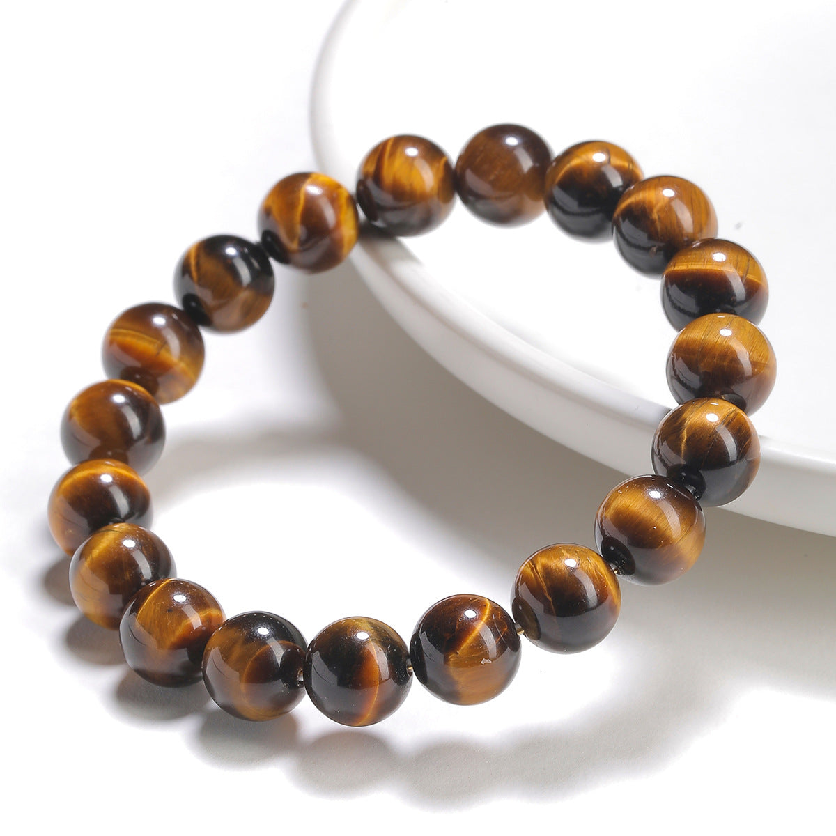 Natural Yellow Tiger’s Eye Bracelet by Crystal Lumina | Genuine Round Bead Jewelry | Protective Gift for Men & Women