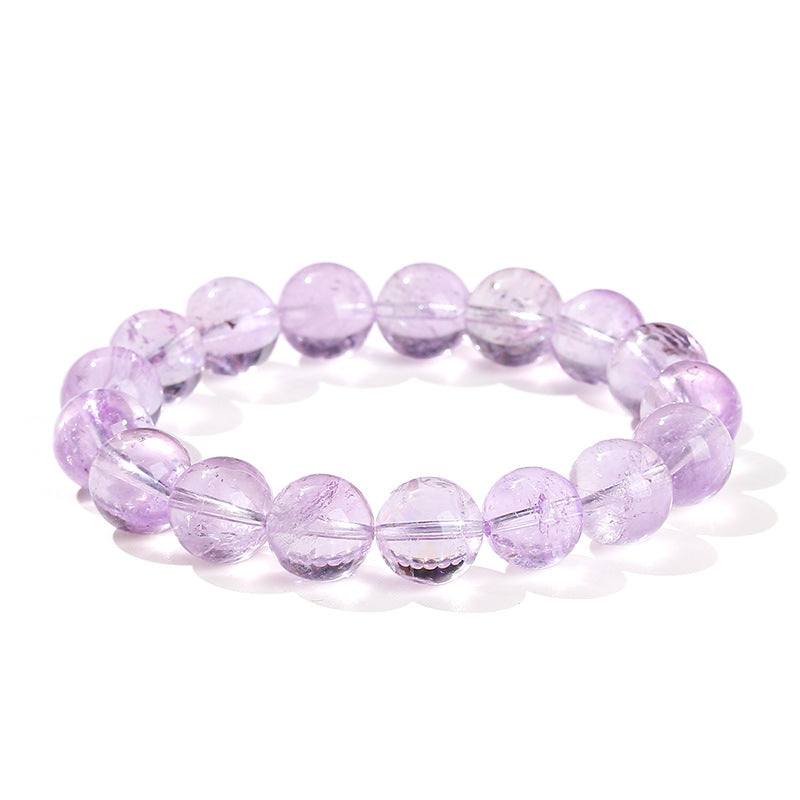 Natural Lavender Amethyst Round Bead Bracelet by Crystal Lumina | Translucent Purple Quartz | Calm & Clarity Healing Stone Gift