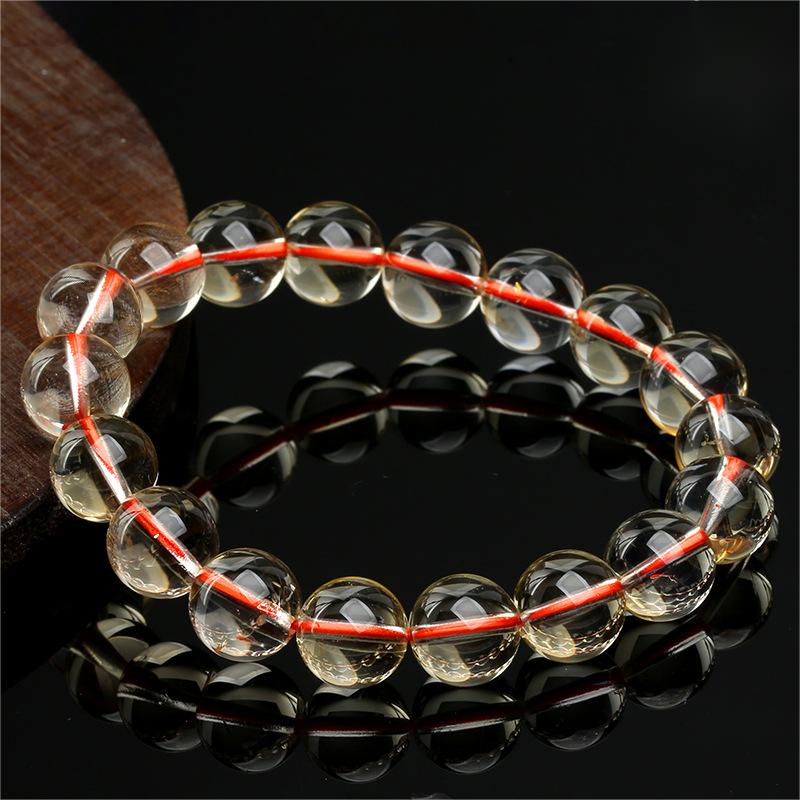 Natural Citrine Bracelet by Crystal Lumina | Genuine Yellow Quartz Round Bead Jewelry | Wealth & Success Healing Stone Gift