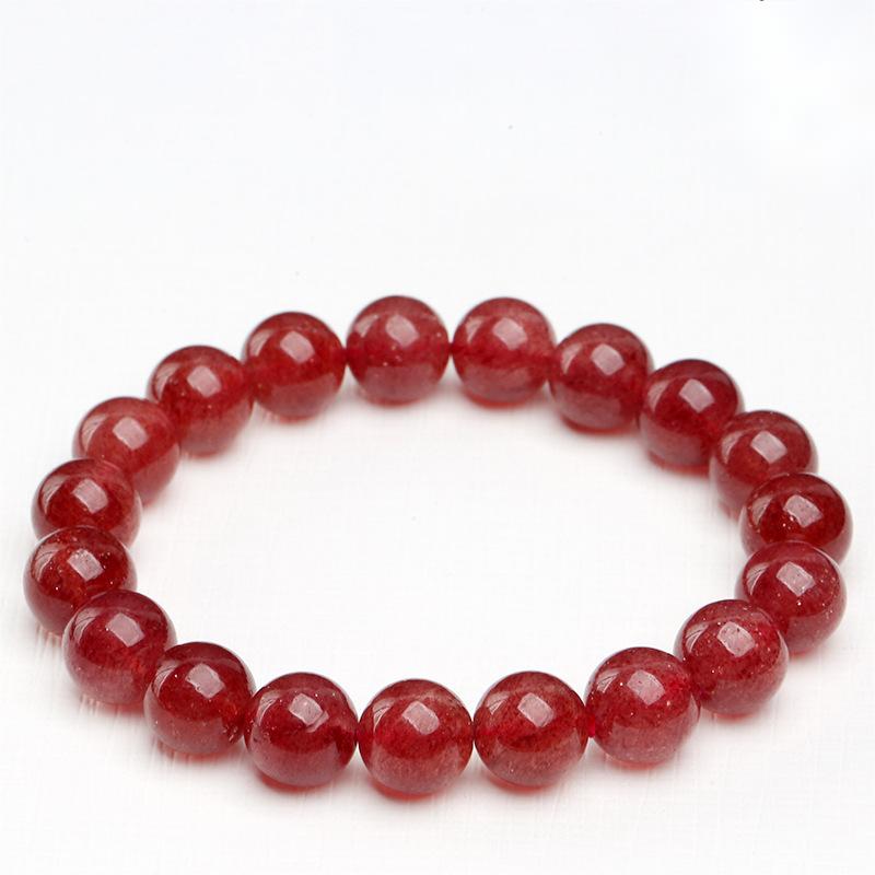 Crystal Lumina™ Premium Ice-Clear Strawberry Quartz Bracelet - Rare Translucent Healing Gemstone for Love & Radiance