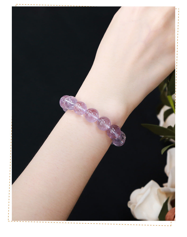 Natural Lavender Amethyst Round Bead Bracelet by Crystal Lumina | Translucent Purple Quartz | Calm & Clarity Healing Stone Gift