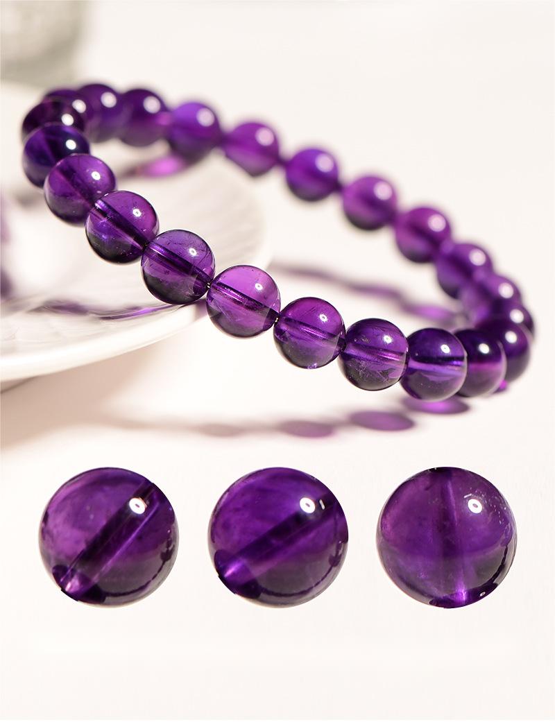 Natural Uruguayan Amethyst Beaded Bracelet by Crystal Lumina | Rare Deep Purple Quartz | Spiritual Healing & Luxury Gift