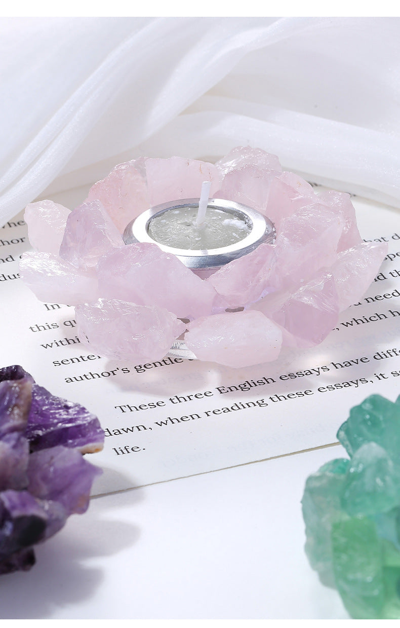 Crystal Lumina™ Natural Crystal Raw Stone Candlestick – Gemstone Candle Holder, Crystal Ornament for Christmas Home Decor