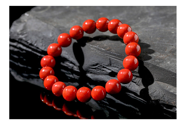 Crystal Lumina™ Natural Nanhong Red Agate Bracelet - Rare "Southern Red" Healing Stone Round Bead Jewelry Protective Healing Jewelry & Luxury Gift