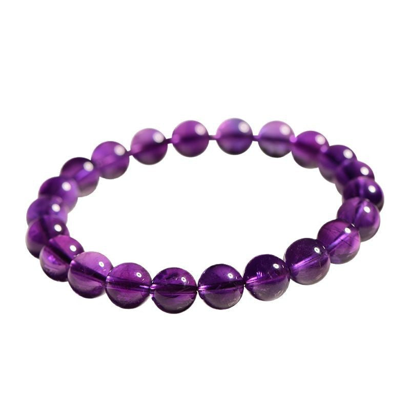 Natural Uruguayan Amethyst Beaded Bracelet by Crystal Lumina | Rare Deep Purple Quartz | Spiritual Healing & Luxury Gift