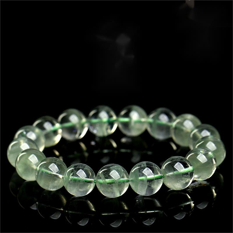 Natural Green Phantom Quartz Beaded Bracelet by Crystal Lumina | Genuine Chlorite Inclusion Ghost Crystal | Wealth & Success Healing Gift