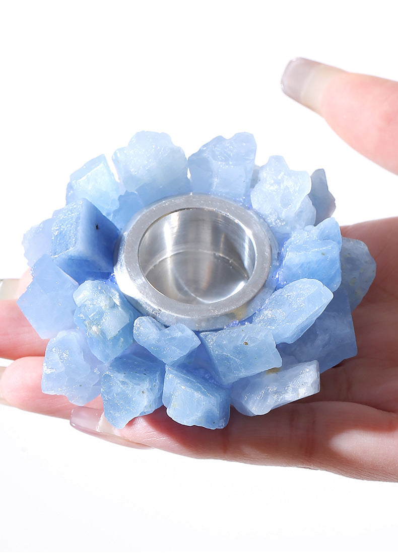 Crystal Lumina™ Natural Crystal Raw Stone Candlestick – Gemstone Candle Holder, Crystal Ornament for Christmas Home Decor