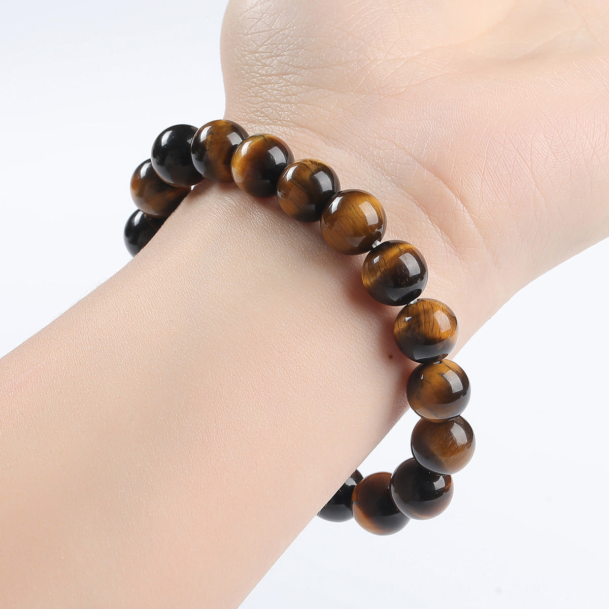 Natural Yellow Tiger’s Eye Bracelet by Crystal Lumina | Genuine Round Bead Jewelry | Protective Gift for Men & Women