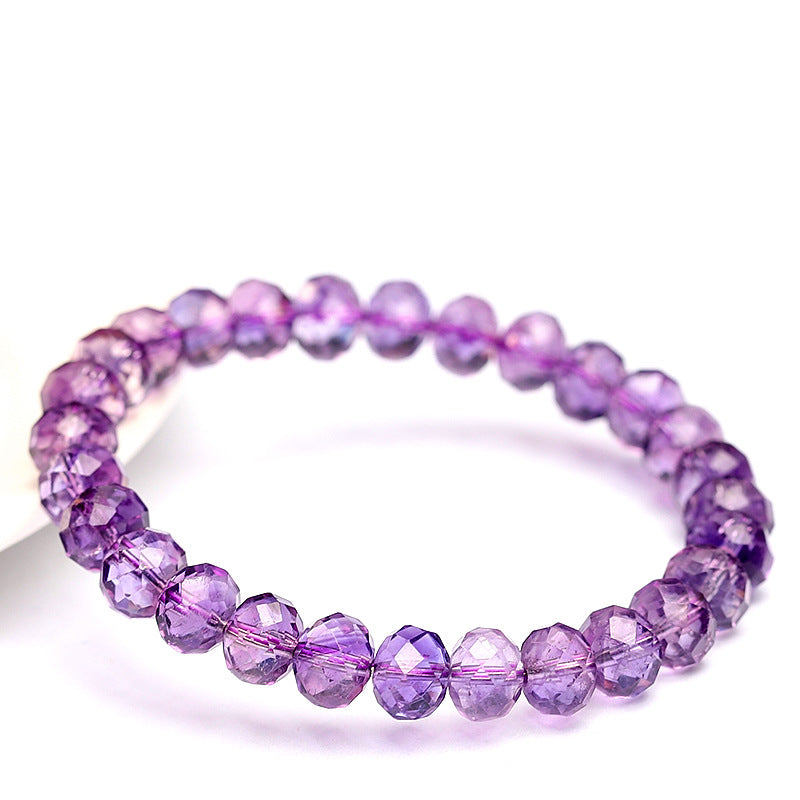 Natural Brazilian Amethyst Beaded Bracelet by Crystal Lumina | Faceted Rondelle Purple Quartz | Calming & Spiritual Energy Gift
