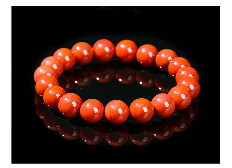 Crystal Lumina™ Natural Nanhong Red Agate Bracelet - Rare "Southern Red" Healing Stone Round Bead Jewelry Protective Healing Jewelry & Luxury Gift