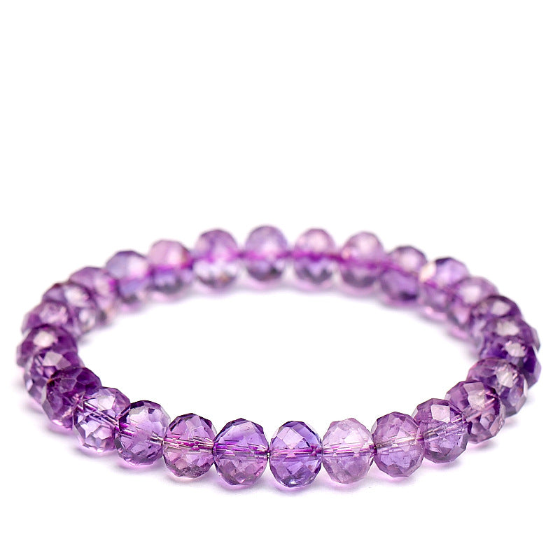 Natural Brazilian Amethyst Beaded Bracelet by Crystal Lumina | Faceted Rondelle Purple Quartz | Calming & Spiritual Energy Gift