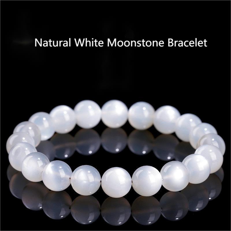 Premium Natural White Moonstone Bracelet – Soft Luminous Glow Crystal | Calm Energy, Intuition & Self-Love Jewelry by Crystal Lumina