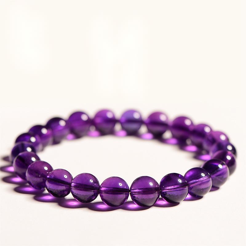 Natural Uruguayan Amethyst Beaded Bracelet by Crystal Lumina | Rare Deep Purple Quartz | Spiritual Healing & Luxury Gift