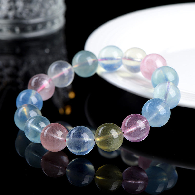 Premium Rainbow Morganite Bracelet by Crystal Lumina - Natural Pastel Beryl Beads for DIY Jewelry & Healing Energy Wear