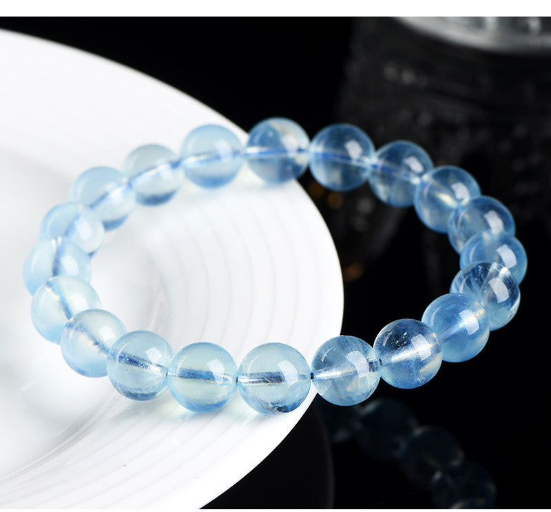 Natural Aquamarine Crystal Beaded Bracelet by Crystal Lumina | Genuine Blue Beryl | Calm & Clarity Stone Gift for Her