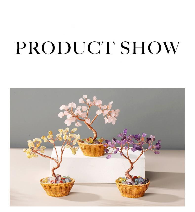 Natural Crystal Gemstone Chip Money Tree Ornament by Crystal Lumina | Hand-Wired Copper Bonsai | Wealth & Abundance Home Office Decor Crystal Figurines