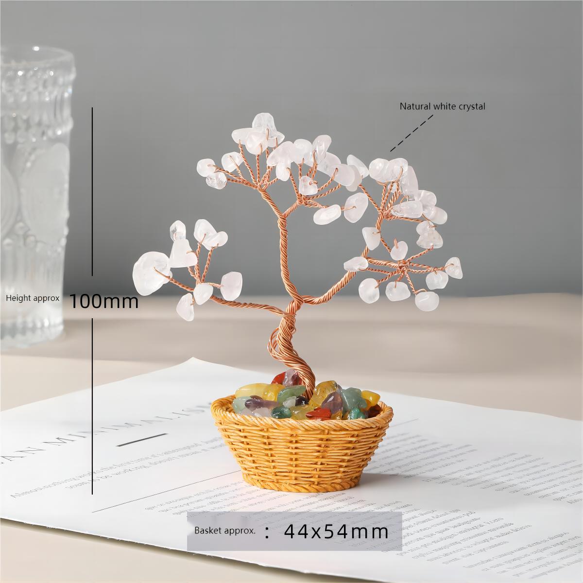 Natural Crystal Gemstone Chip Money Tree Ornament by Crystal Lumina | Hand-Wired Copper Bonsai | Wealth & Abundance Home Office Decor Crystal Figurines