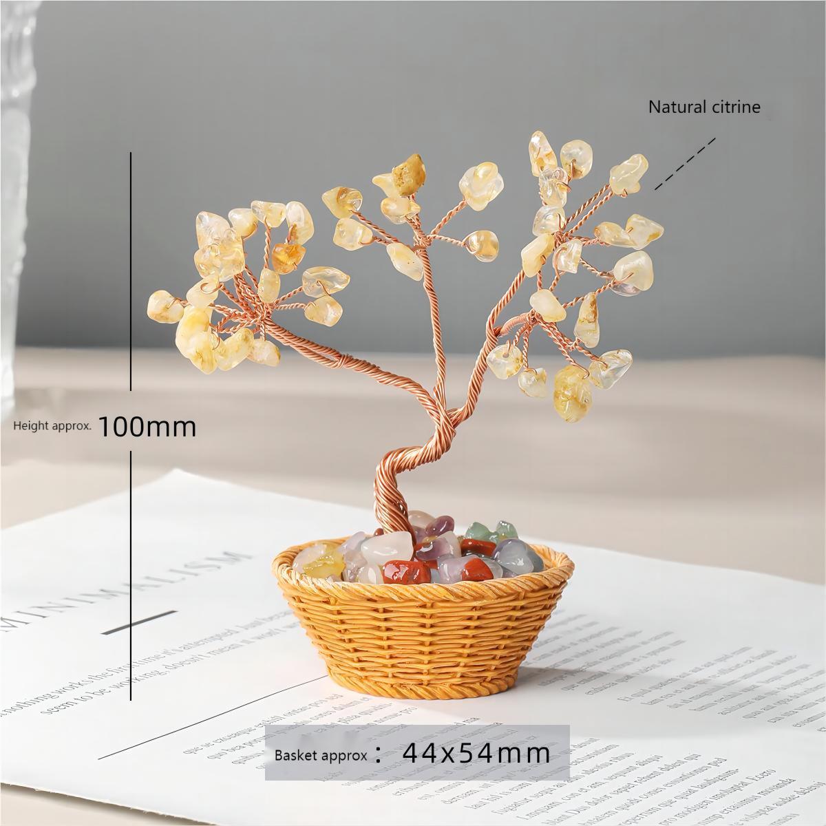 Natural Crystal Gemstone Chip Money Tree Ornament by Crystal Lumina | Hand-Wired Copper Bonsai | Wealth & Abundance Home Office Decor Crystal Figurines