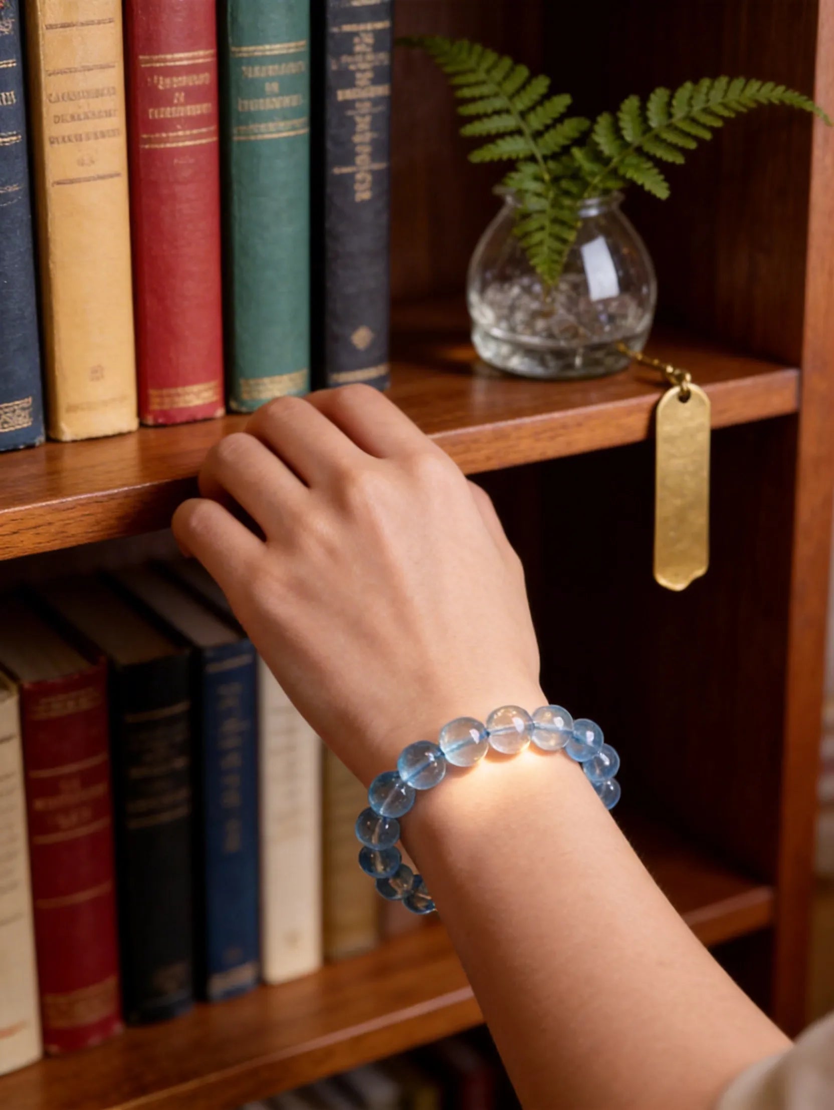 Natural Aquamarine Crystal Beaded Bracelet by Crystal Lumina | Genuine Blue Beryl | Calm & Clarity Stone Gift for Her